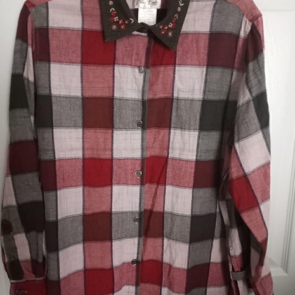 Women's Bobbie Brooks 18W/20W Plaid LSlv Shirt Button Up 100% Cotton Collared